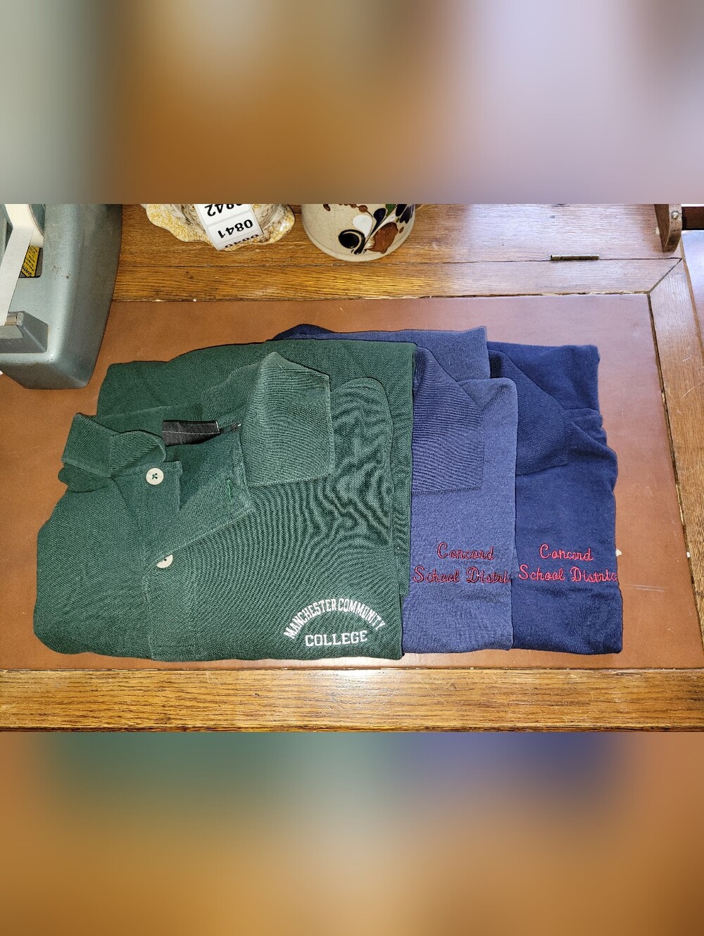 Lot Of 3 Vintage Work Polo Shirts NH Theme: Concord School District & Manchester